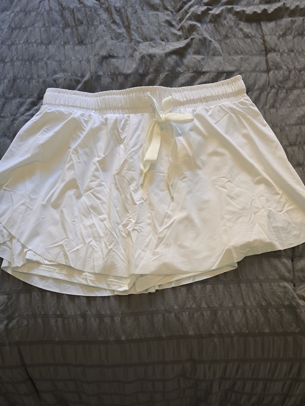 Women's White Drawstring Skort Shorts Sz Lg Nwot